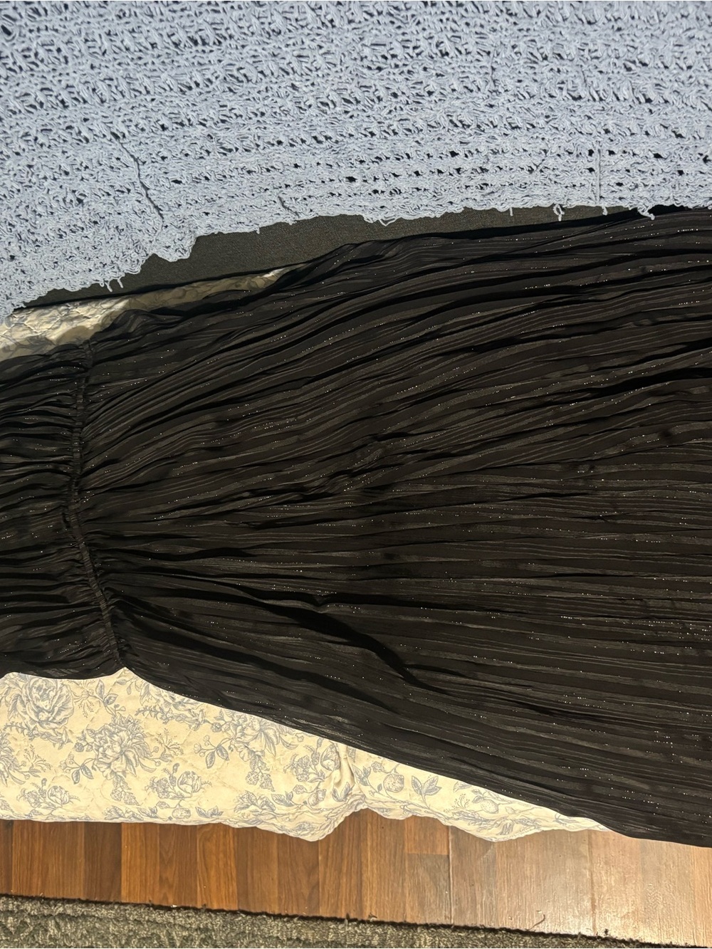 White House Black Market Black Pleated Sparkle Midi Dress